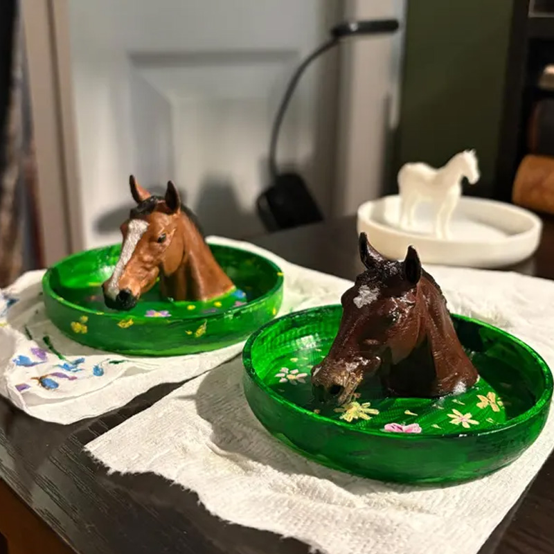 Personalized Coloring Available 3D Printing Horse Ring Dish Horse Ring Holder Night Stand Gift for Equestrian Riding Lovers