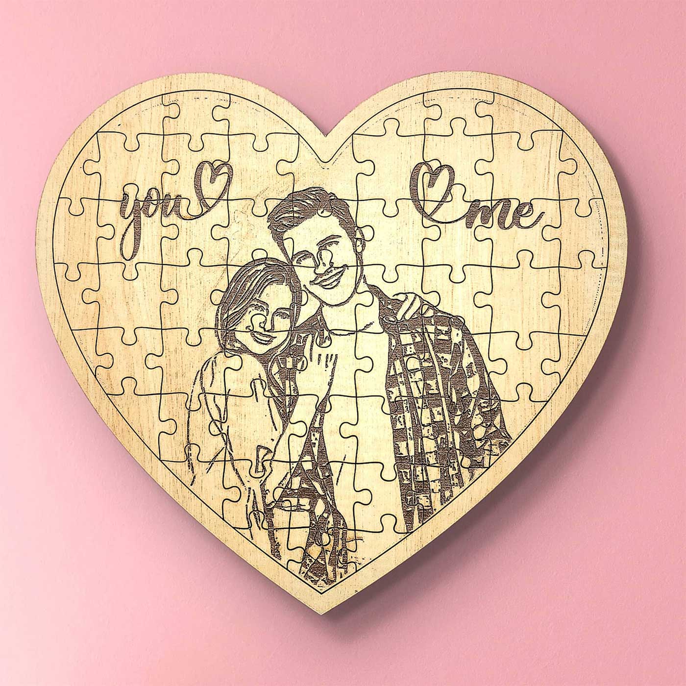 Personalized Heart Photo Wooden Puzzle Custom Couple Portrait Engraved Jigsaw Perfect for Anniversary Wedding or Valentine Gift