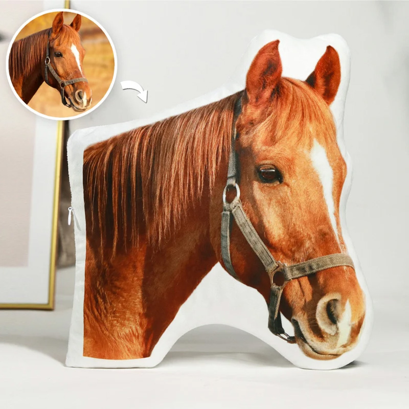 Personalized Horse Photo Plush Graphic 3D Print Throw Pillow Pet Memorial Gift for  Riding Lovers
