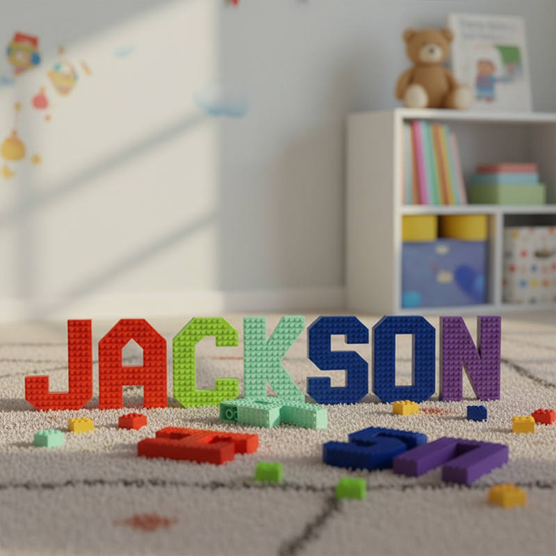 Personalized Building Block Letter Name Sign Plastic Custom Kids Room Decor Gift