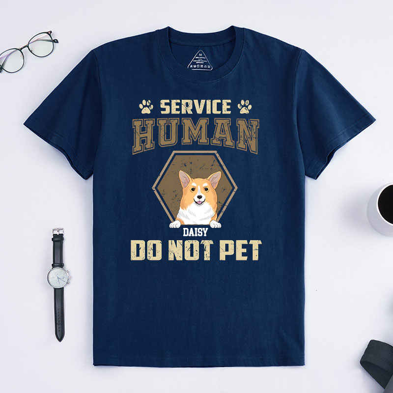 Personalized Dog Lover Retro Hexagon Service Human do Not Pet T-Shirt