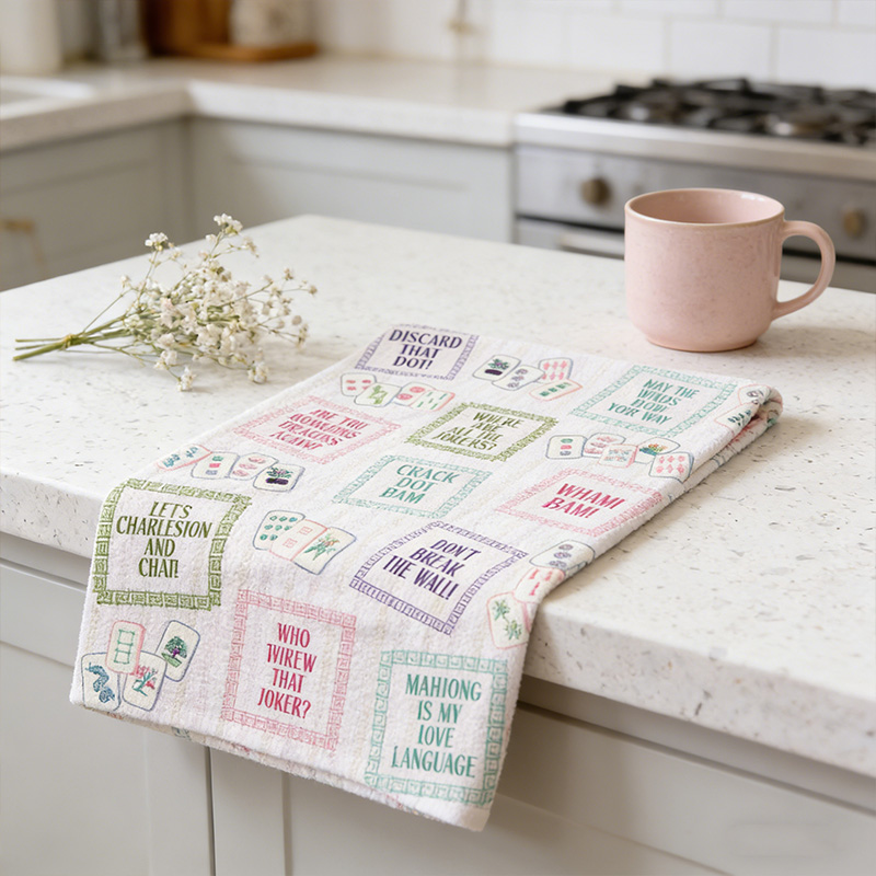 Thirty A Mahjong Social Club Towel Mahjong Sayings Kitchen Towel Tile Game Decor Hostess Gift Time to Mahj Towel Cocktail Tile Game Decor Mahjong Icons Artwork Waffle Towel