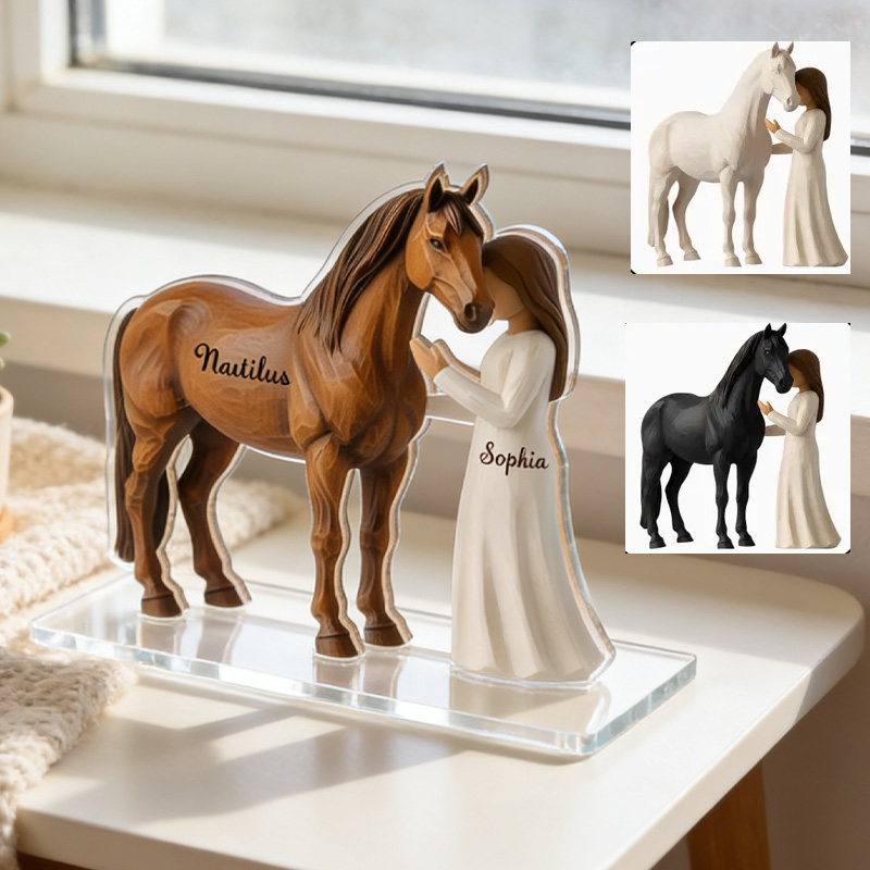 Personalized Equestrian Horse and Girl Acrylic Stand Custom Gift for Riding Lovers