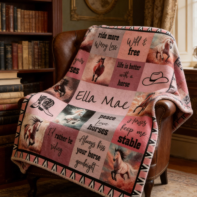 Personalized Horse Quotes Throw Blanket Gift for Riding Lovers Equestrian Lovers