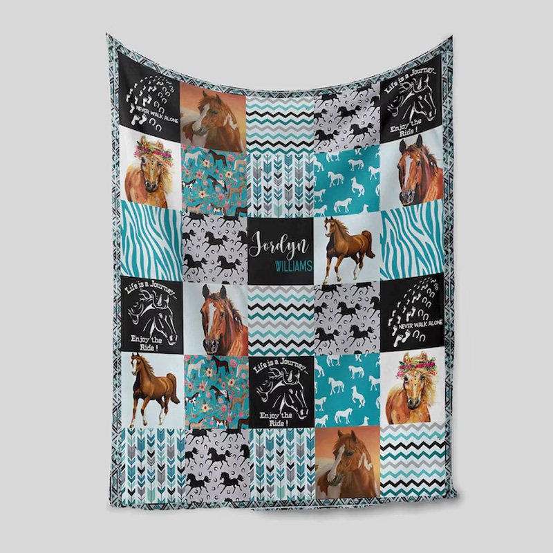 Personalized Plaid Horse Quotes Throw Blanket Gift for Riding Lovers Equestrian Lovers