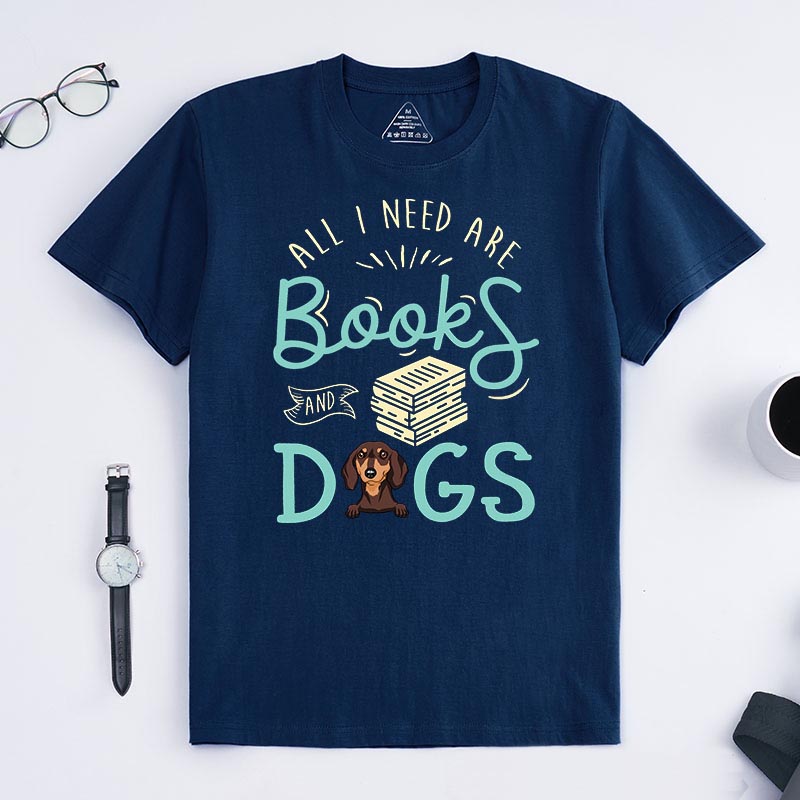 Personalized Dog Lover all I Need are Books and Dogs T-Shirt