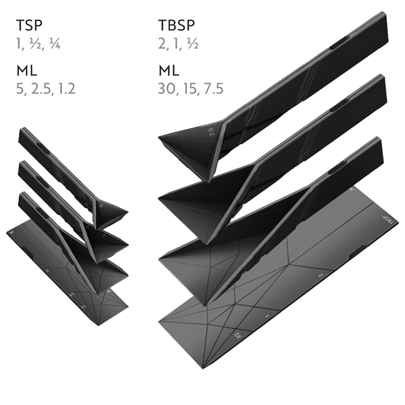 Flat 3-in-1 Folding Measuring Spoons 2 Spoons fold into 6 Sizes Magnetic DuraBend Tech lasts 100k+ folds LeakProof for Wet & Dry Baking Lover Gifts