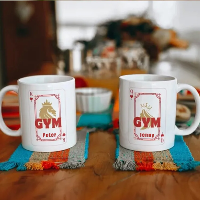 Personalized Gym Queen Mug Couple Queen And King Mug Coffee Bottle Quirky Gift for Fit Couples for Gym Lovers
