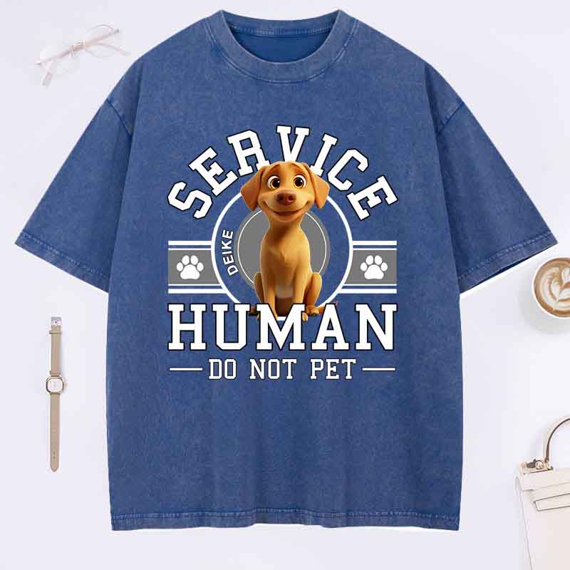 Personalized Dog Lover Service Human Cartoon Washed T-Shirt