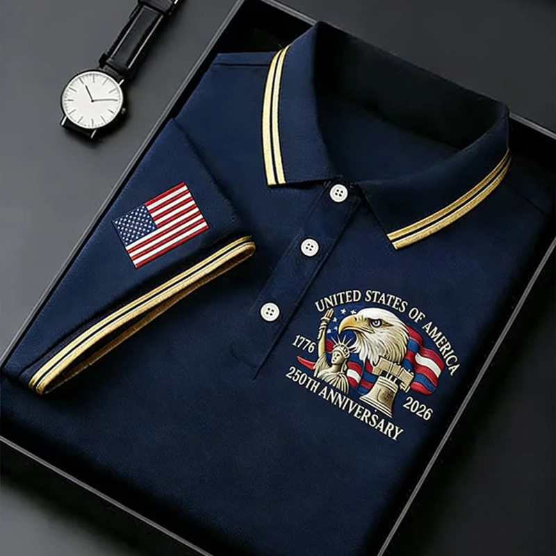 Personalized Men's Retro 250th Anniversary of the United States Independence Day Cross Print Polo Shirt