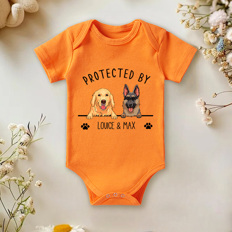 Personalized Pet Portrait Protected Baby Onesie Baby Pet Lover Outfit Baby Gift with Name