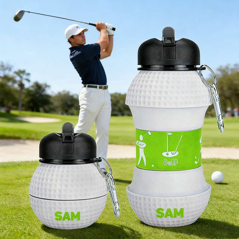 Personalized Foldable Clssic Golf Water Cup Silicone Golf Sports Water Bottle Custom Name Gift for Golf Lovers