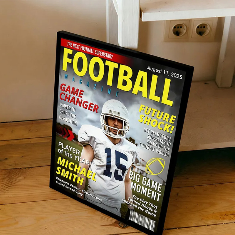 Personalized American Football Magazine Cover Poster with Custom Photo and Text