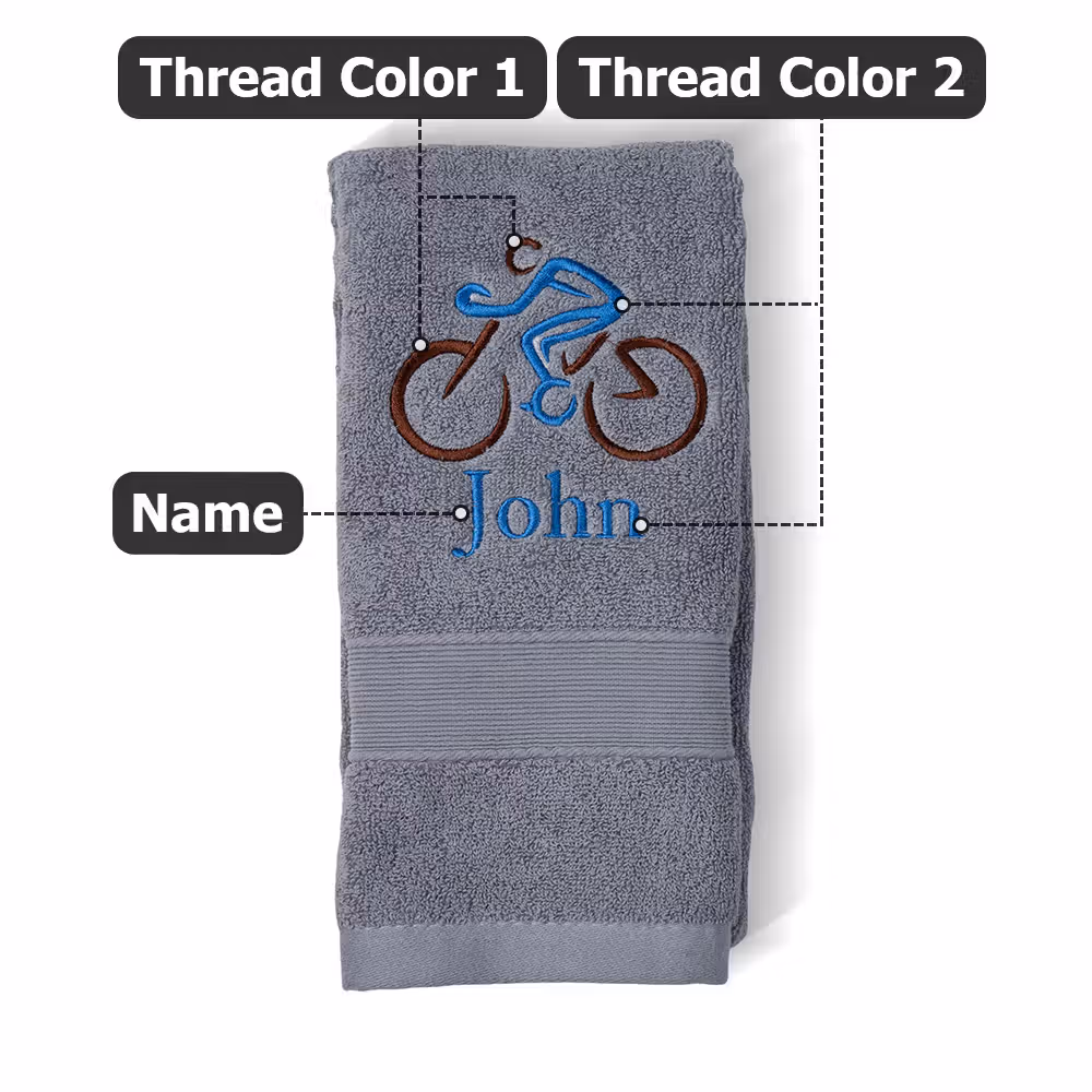 Personalized Embroidered Cycling Towel, Custom Name Bike Sport Towel, Absorbent Cotton Sweat Towel Gift for Cyclists