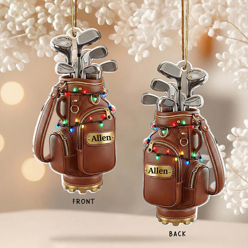 Personalized Golf Actylic Christmas Ornament with Custom Name