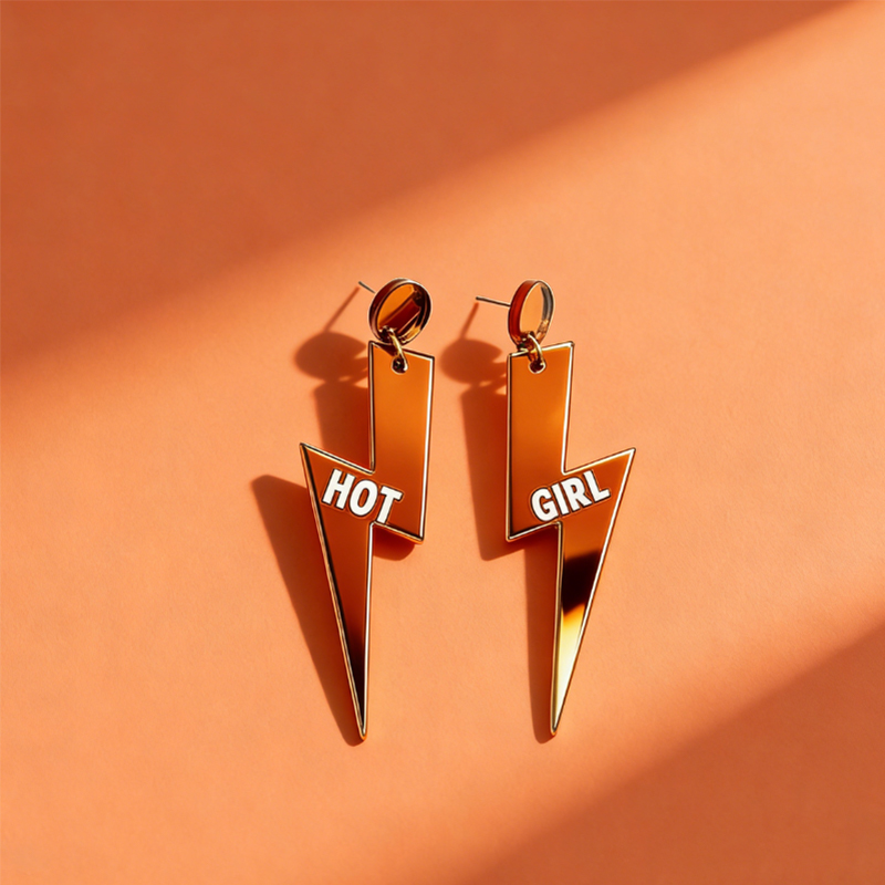 Personalized Multi-Color Lightning Bolt Earrings Edgy Statement Gift for Fashion Girls