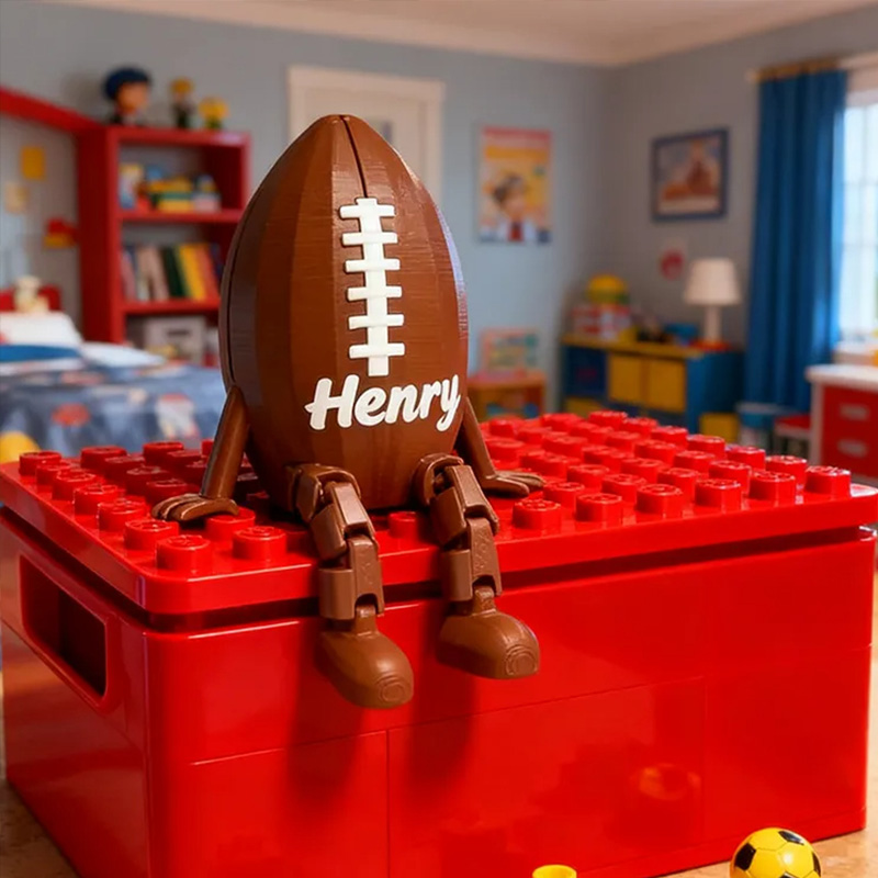 Personalized Football Decor with Dangling Legs and Custom Name