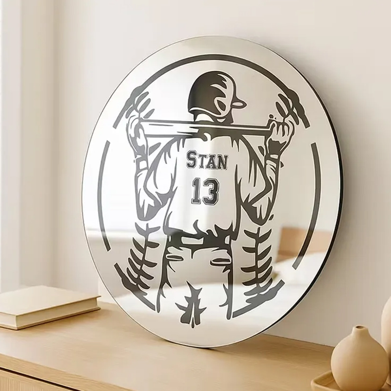 Personalized Baseball Mirror Lamp Cool Gift With Custom Name and Number For Fans
