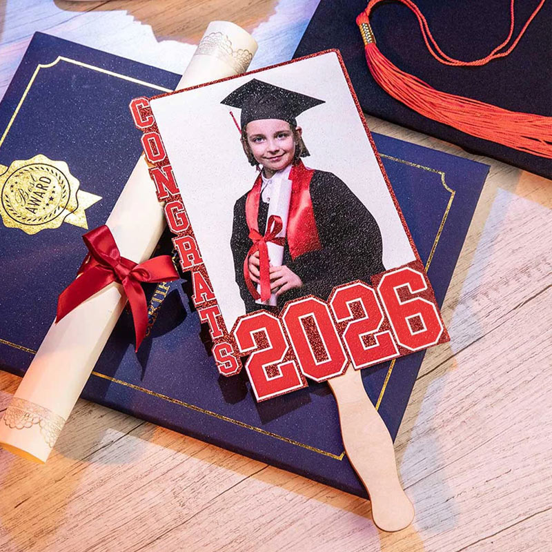 Personalized Graduation Handheld Photo Fans with Name Graduation Party Favors Gift for Class of 2026 Graduates