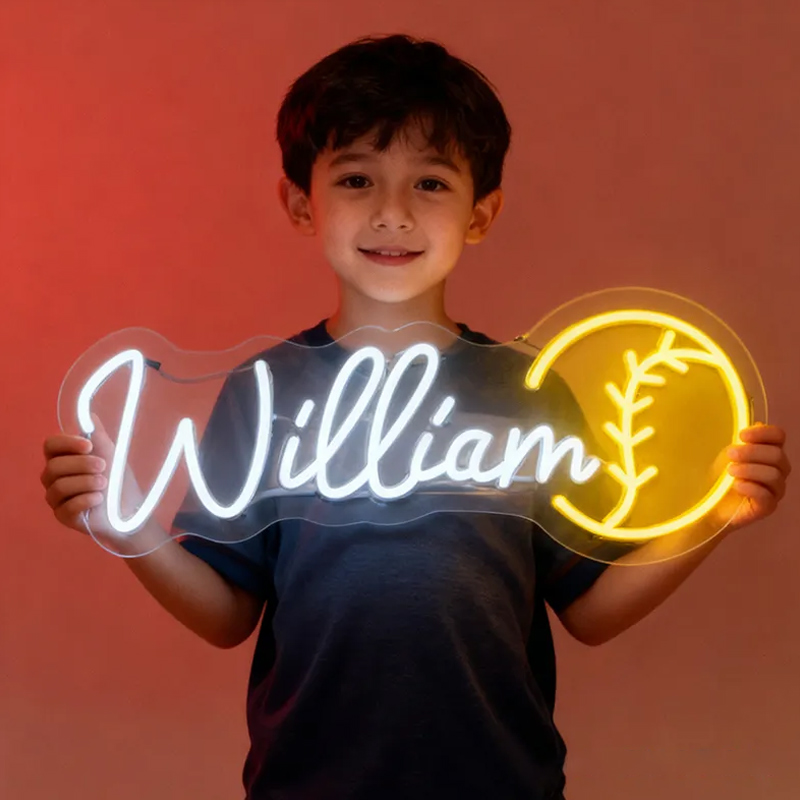 Personalized Baseball Neon Sign with Custom Name for Sports Fans 