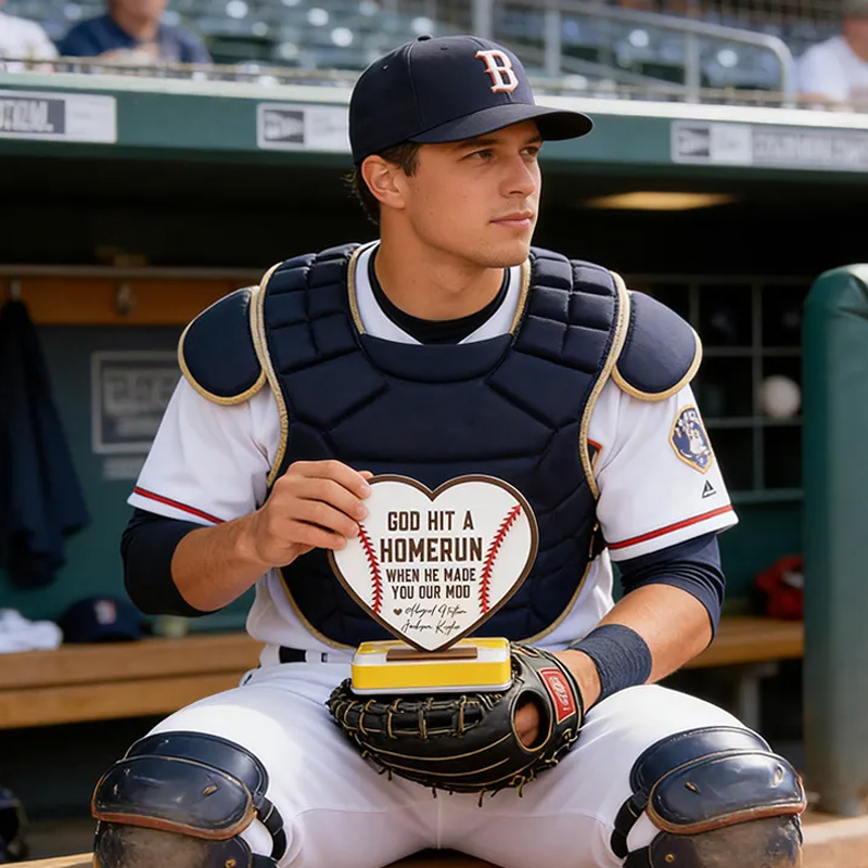 Personalized Baseball Softball Heart Plaque with Custom Text