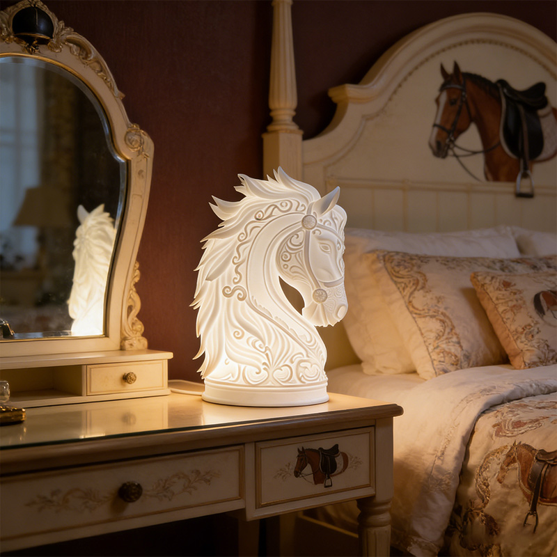 3D Printed Horse Head Lamp Bedroom Decor Gift for Equestrian Enthusiasts