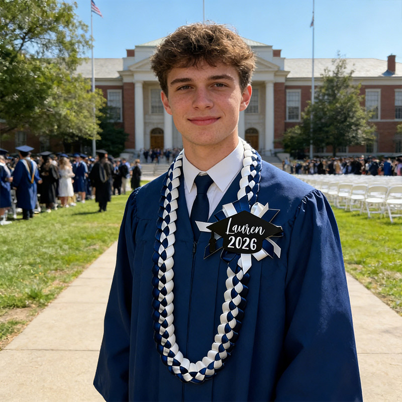 Personalized Graduation Lei 2026 with Name Class of 2026 Ribbon Lei Gifts for Graduatea