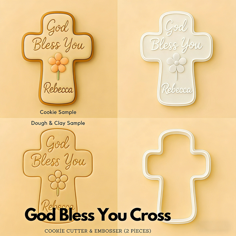 Personalized Christian Cookie Cutter Name Religious Blessing Communion Girl Custom Name Gift for Faith and Baptism