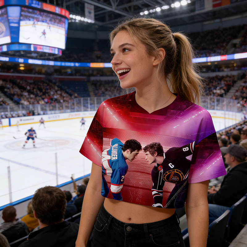 Personalized HR Theme Crop Top Jersey for Female Hockey Fans Romance Hockey Gift