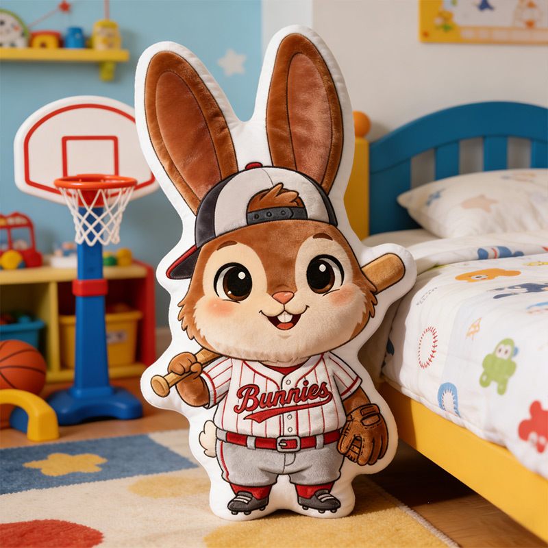 Personalized Bunny Pillow Easter Bunny Basketball Baseball Golf Bunny with Custom Name Design