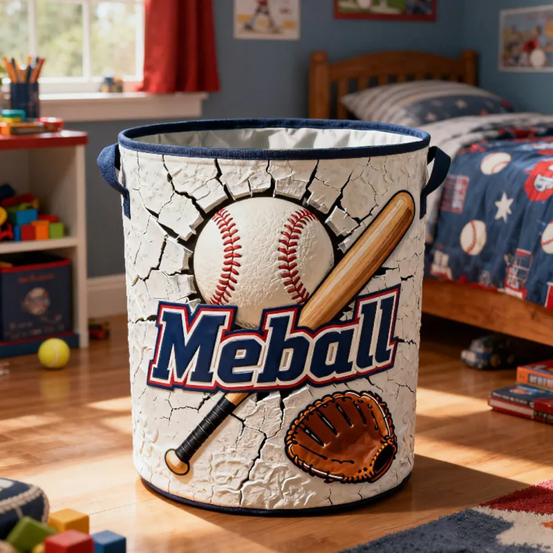 Personalized Baseball Storage Basket with Custom Name and Dynamic Graphics for Kids and Sports Fans