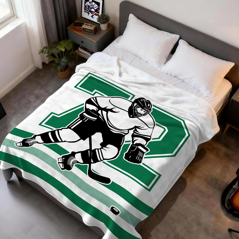 Personalized Ice Hockey Blanket with Custom Name and Number Design