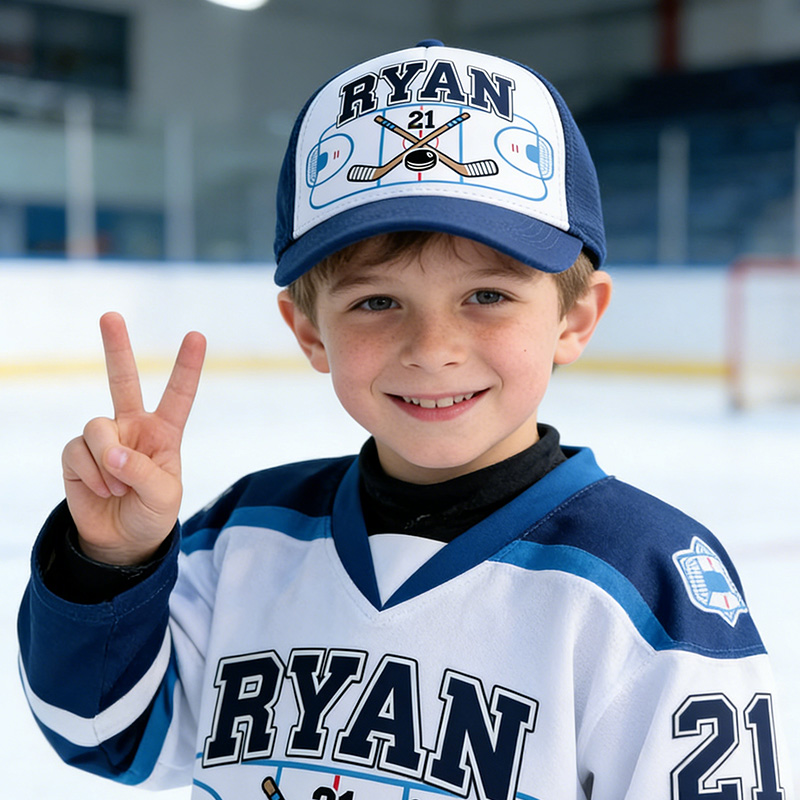 Personalized Hockey Cap with Custom Name and Number Design