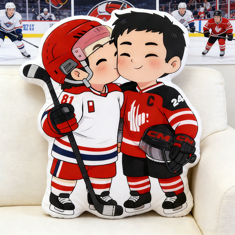 Personalized Cute Player Ice Hockey Pillow Number 81 Gift for HR Fans