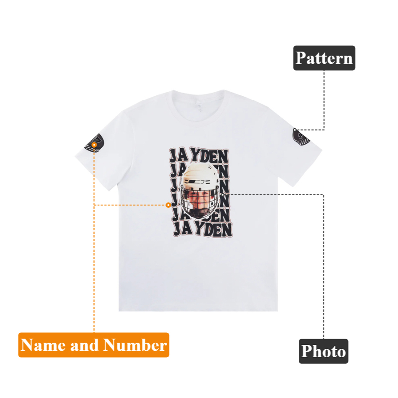 Personalized Funny Photo Baseball Football Kid Adult T-shirt with Name and Number Birthday Sports Game Day Gift for Sports Lovers