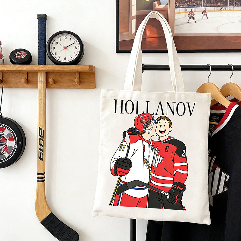 Personalized HR Hockey Tote Bag with Hollanov Cute Character Cartoon For Movie Book Fans Gift