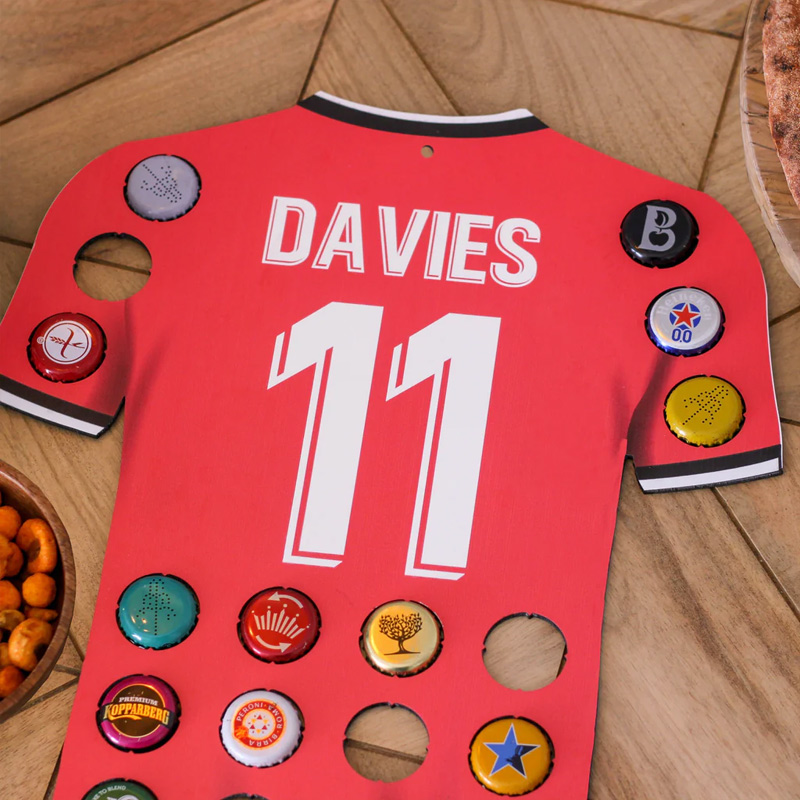 Personalized Soccer Jersey Beer Bottle Cap Collector Custom Jersey Color Name and Number