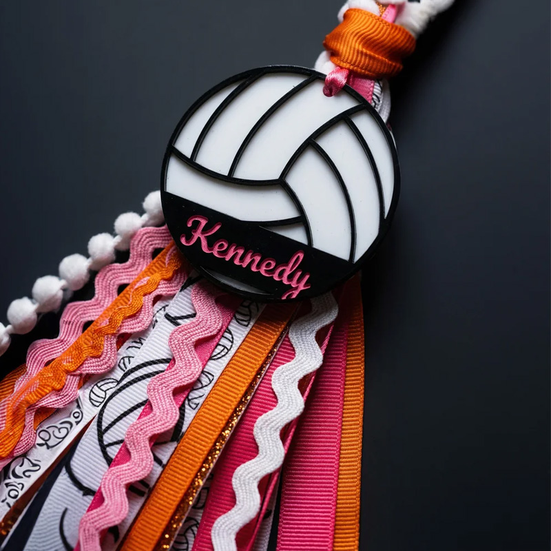 Personalized Sport Tassel Bag Tag with Name Custom Keychain Gift for Volleyball Basketball Soccer Players & Fans