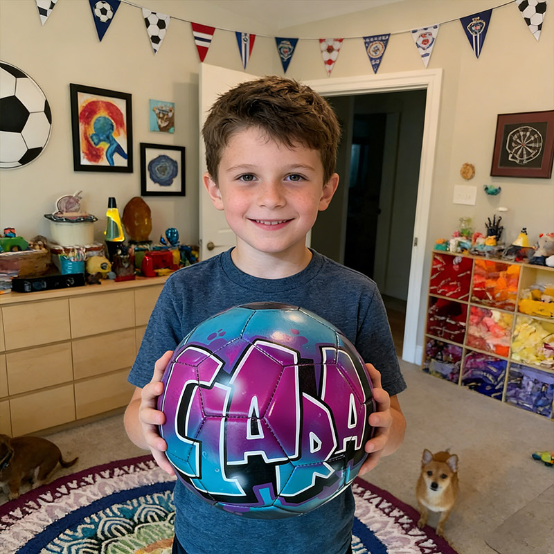 Personalized Soccer Ball Airbrush Graffiti Soccer Ball Sports Gift Custom Name