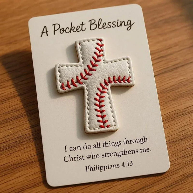 Personalized Baseball Softball Cross Blessing Card Pocket Blessing Baseball Cross Christian Stitch Cross Token with Verse Card Faith Gift for Sports Lovers