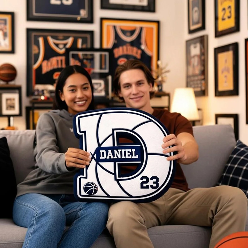 Personalized Basketball Letter Pillow College Basketball Gift Customization Name and Jersey Number