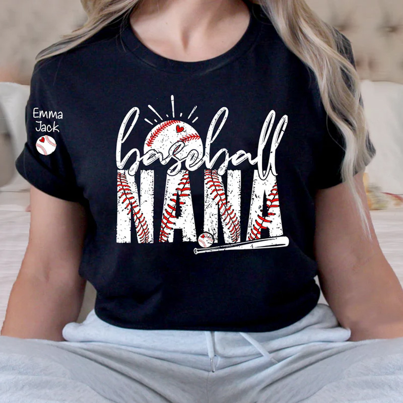 Personalized Baseball Nana T-Shirt Varsity Style Nana Shirt for Baseball Lovers