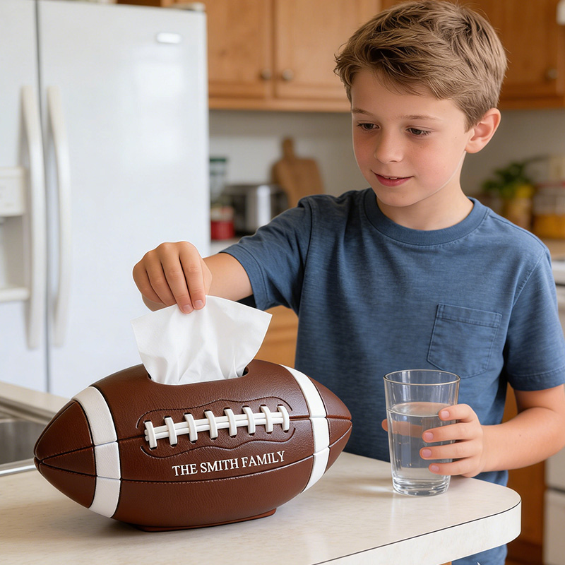 Personalized Football Tissue Box Family Tissue Boxes Football Fan Customized Text Gift for Family