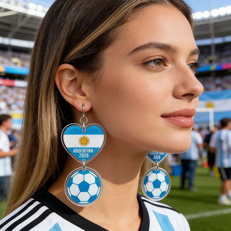 Argentina Flag Earring Soccer Supporter Acrylic Earrings Futbol Gift for Women Cute Jewelry La Albiceleste Jewelry