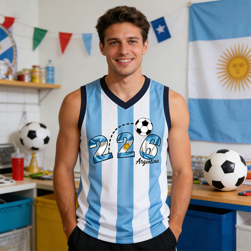 Argentina 2026 Football Jersey Argentina National Team Style Sleeveless Jersey Soccer Fan Gift