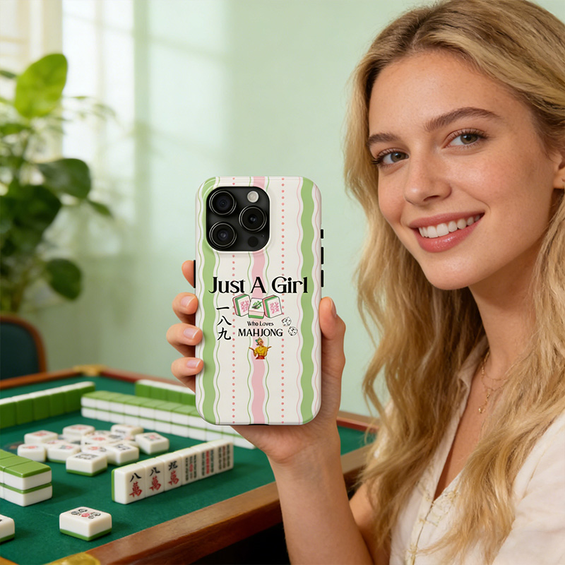 Mahjong Phone Case Just A Girl Who Loves Mahjong Retro Lucky Mahjong Tile Design for Mahjong Lovers