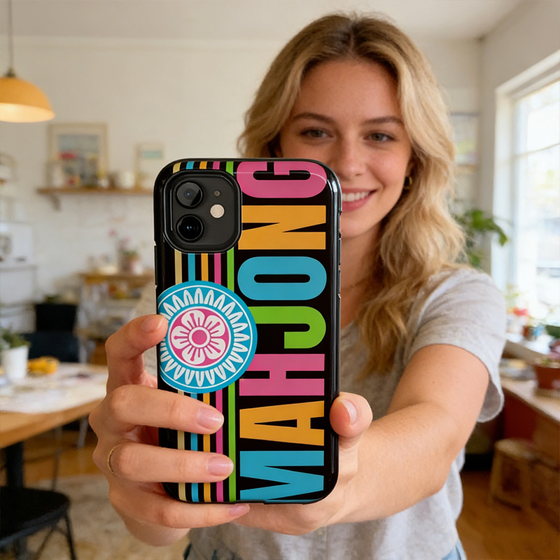 Mahjong Phone Case Bold Colorful Mahjong Phone Case Fun MAHJONG Tile Stripe Design Cover Gift for Mahjong Lovers