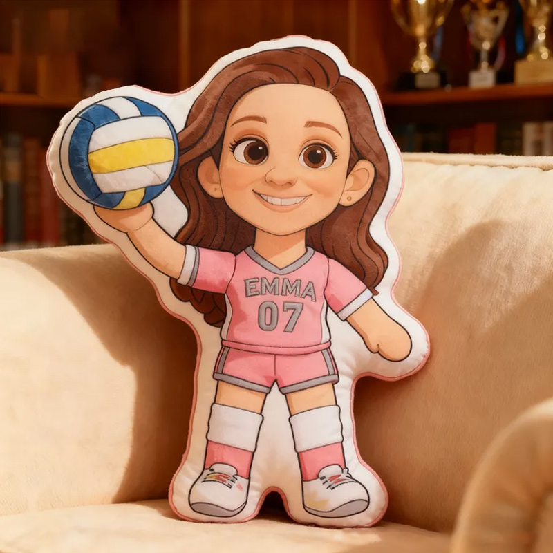 Personalized Volleyball Player Pillow with Custom Name and Number Design