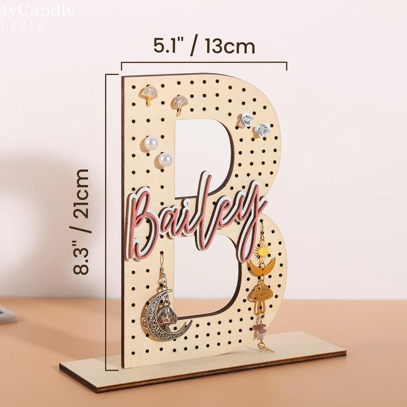 Personalized Earring Holder Custom Earring Display Birthday Gift for Her Wood Jewelry Organizer Gifts for Mom
