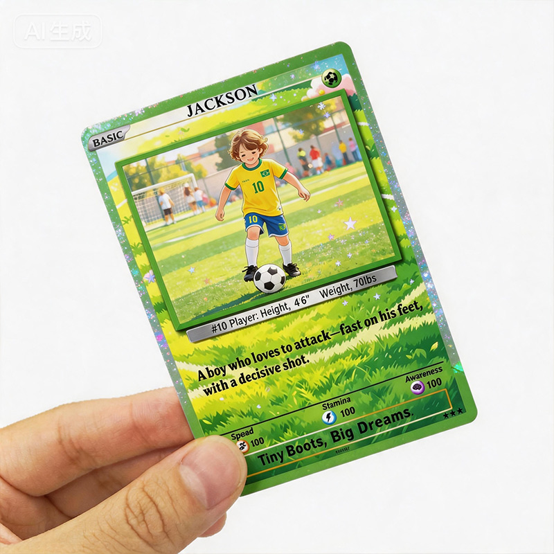 Personalized Funny Classic Card with Photo Glitter Anniversary Game Card Soccer Card Gift for Soccer Player